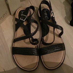 New open toe black flats size 9